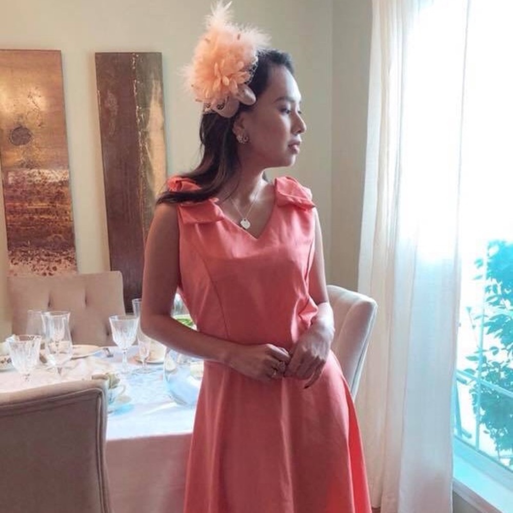 Peach bow dress
